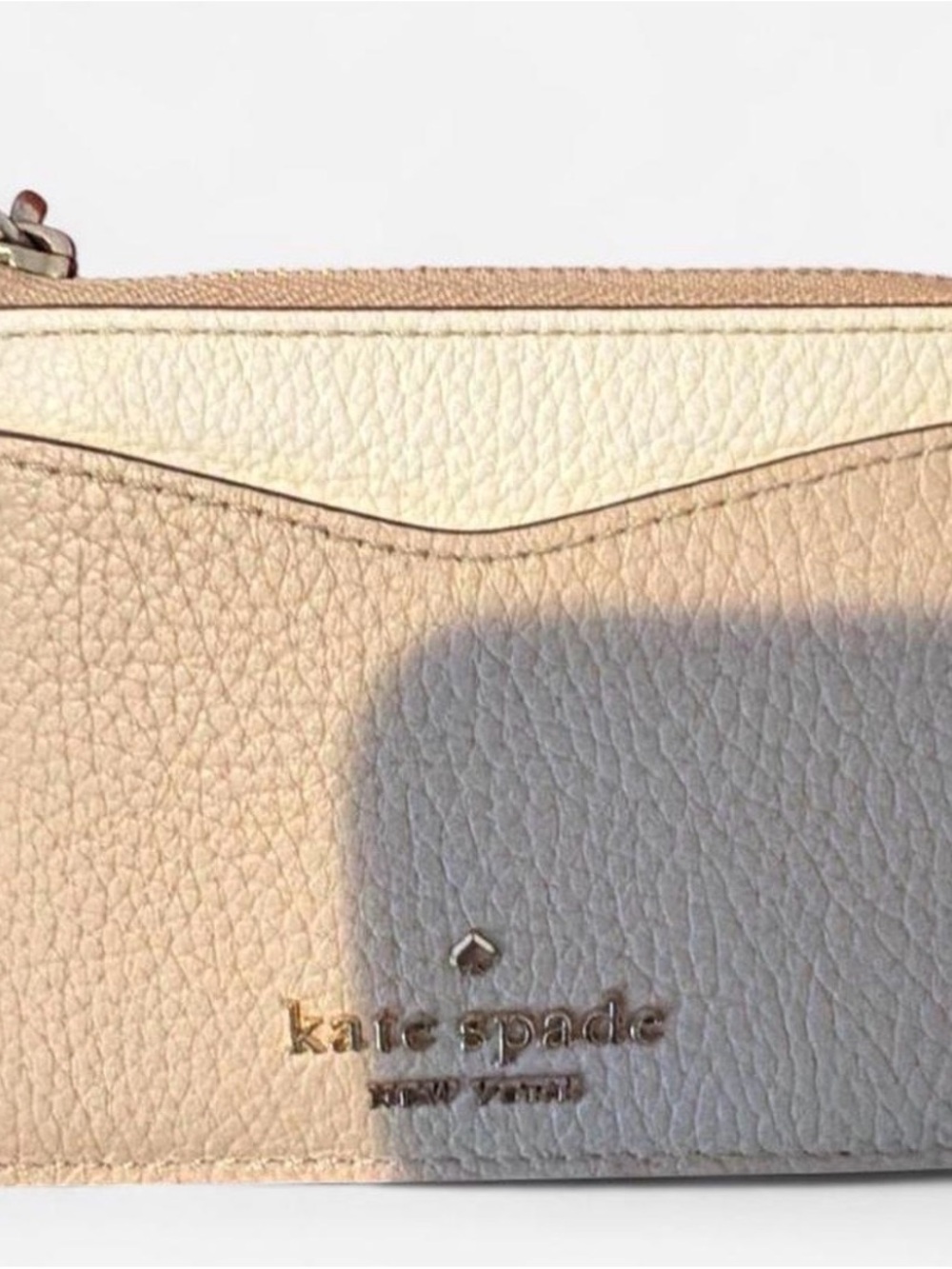 kate spade Two-Tone Cream and Light tan Pebbled Leather Wristlet - Picture 2 of 8